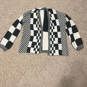 Black and White Checkered Cardigan